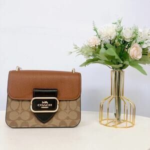 Coach CL462 Morgan Square Crossbody In Colorblock Signature Canvas IN Khaki